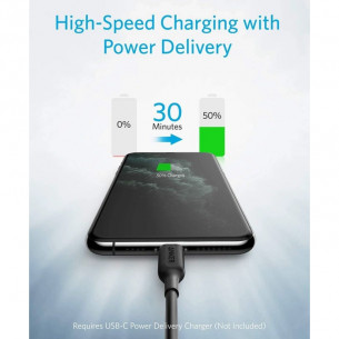 Anker PowerLine III USB-C to Lightning Cable 3FT/0.9M - Black A8832 Anker PowerLine III USB-C to Lightning Cable 3FT/0.9M - Black A8832