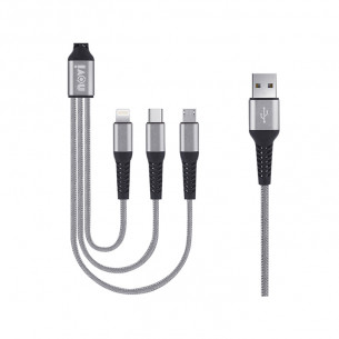 Cáp sạc Ivon CA39 2.4A Max Lightning + USB-C + Micro USB 3 in 1 Charging Cable 1.2m