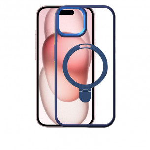 Case Mipow Magsafe Stand 2 In 1 Transparent For iPhone 15 6.1 Inch - Blue