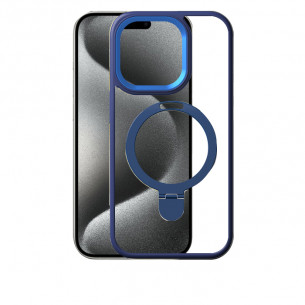 Case Mipow Magsafe Stand 2 In 1 Transparent For iPhone 15 Pro 6.1 Inch - Blue