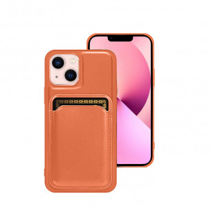 Mutural - Case Magnetic Card Holder for iPhone 13 - Brown