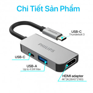 Philips - Hub USB C 3 In 1 To HDMI + USB + PD - SWV6113 Philips - Hub USB C 3 In 1 To HDMI + USB + PD - SWV6113