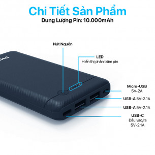 Philips - Slim Power Bank With C Port 10000 - DLP1710