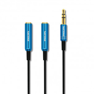 Cáp Chuyển Đổi Âm Thanh Philips - Audio Cable AUX 3.5MM Male To 2x3.5MM Female 