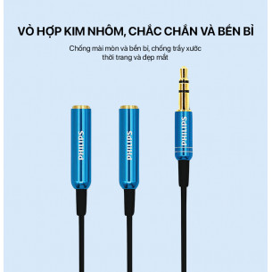 Cáp Chuyển Đổi Âm Thanh Philips - Audio Cable AUX 3.5MM Male To 2x3.5MM Female Cáp Chuyển Đổi Âm Thanh Philips - Audio Cable AUX 3.5MM Male To 2x3.5MM Female