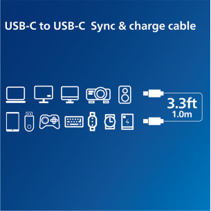 Philips -  Cáp sạc Sync & Charge Type-C TO TYPE-C 0.5M USB4.0/240W/40G  Philips -  Cáp sạc Sync & Charge Type-C TO TYPE-C 0.5M USB4.0/240W/40G