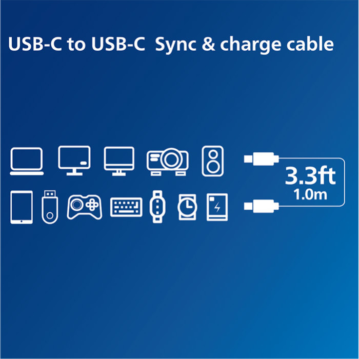 Philips -  Cáp sạc Sync & Charge Type-C TO TYPE-C 1M USB4.0/240W/40G 