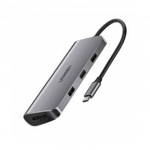 Ugreen - 9 in 1 Space Gray USB Type C To 3 USB 3.0 4K-HDMI VGA RJ45 SD-TF PB CM179