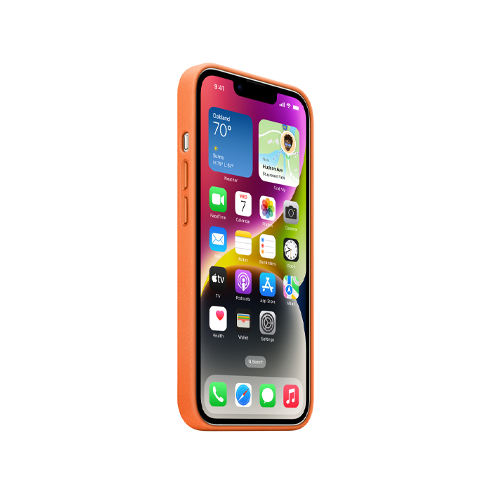 Apple Leather Case with MagSafe for iPhone 14 - Orange
