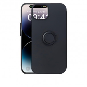 Case Mipow Ring Stand TPU Leather Case For iPhone 15 Pro Max 6.7 Inch 2023 - Black