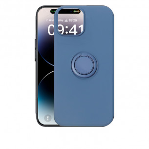 Case Mipow Ring Stand TPU Leather Case For iPhone 15 Pro Max 6.7 Inch 2023 - Deep Blue