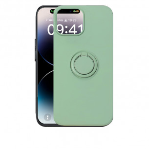 Case Mipow Ring Stand TPU Leather Case For iPhone 15 Pro Max 6.7 Inch 2023 - Mint Green