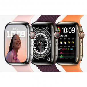 Apple Watch Series 7 GPS+Cellular 45MM Silver Stainless Steel Case with Silver Milanese Loop