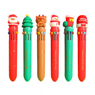 Bút Bi 10 Màu Christmas - 10 Color Ball Pen (1 Cây)
