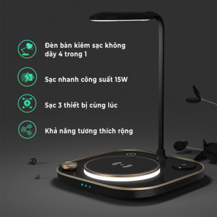 Đèn bàn kiêm đế sạc không dây 15W đa năng 4 In 1