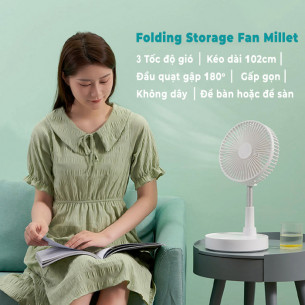 Quạt không dây gấp gọn Xiaomi Youpin Folding Storage Fan Millet 3.600mAh - White