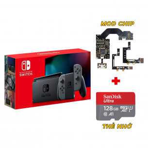 New Nintendo Switch with Gray Joy‑Con Mod Chip + MicroSD 128GB Cũ