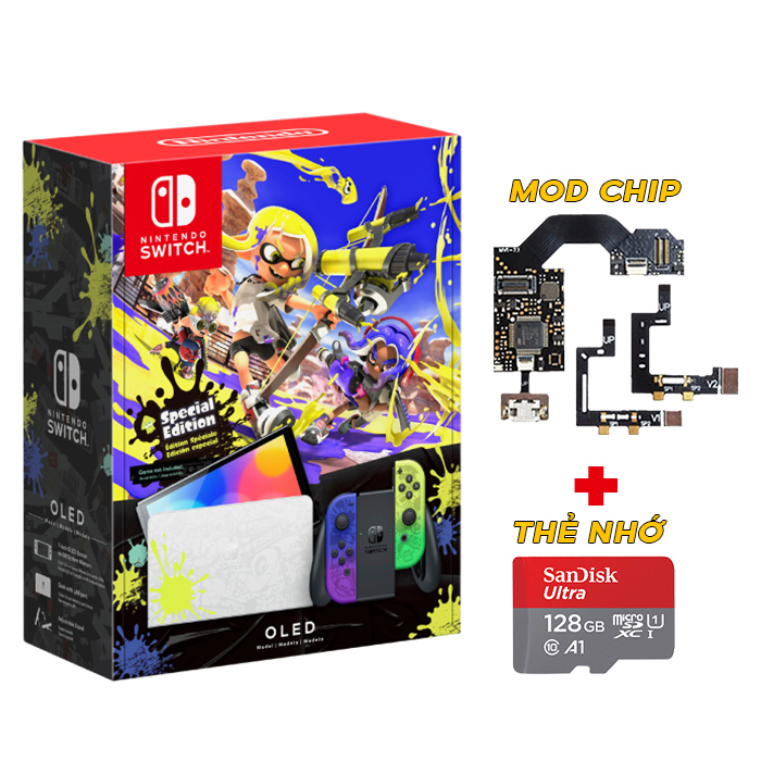 Nintendo Switch OLED model - Splatoon 3 Edition Mod Chip + MicroSD 128GB
