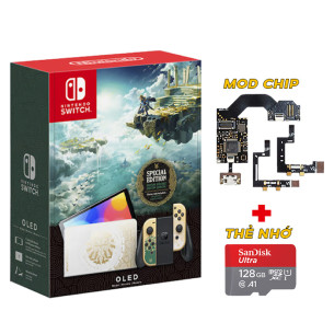 Nintendo Switch OLED model -  Zelda Joy-Con Mod Chip + MicroSD 128GB - Secondhand