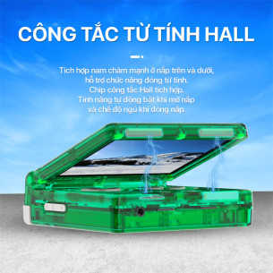 Anbernic - Retro Gamboy Flip RG35XXSP - 64GB  - Green Transparent Anbernic - Retro Gamboy Flip RG35XXSP - 64GB  - Green Transparent