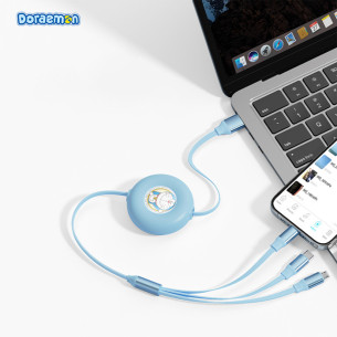 Rock - Doraemon G16 One-To-Three Retractable Data Cable 100CM Rock - Doraemon G16 One-To-Three Retractable Data Cable 100CM