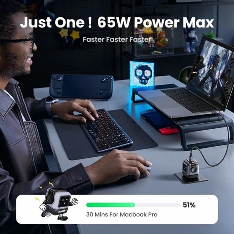 Ugreen - Nexode RG 3 Port GaN Fast Charger 65W