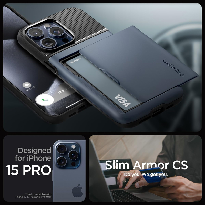case spigen thin fit iphone 15 pro 6 inch 2023 metal slate 01