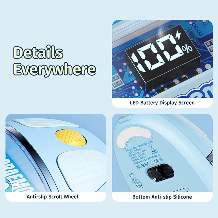 doraemon comic book transparent wireless mouse 45