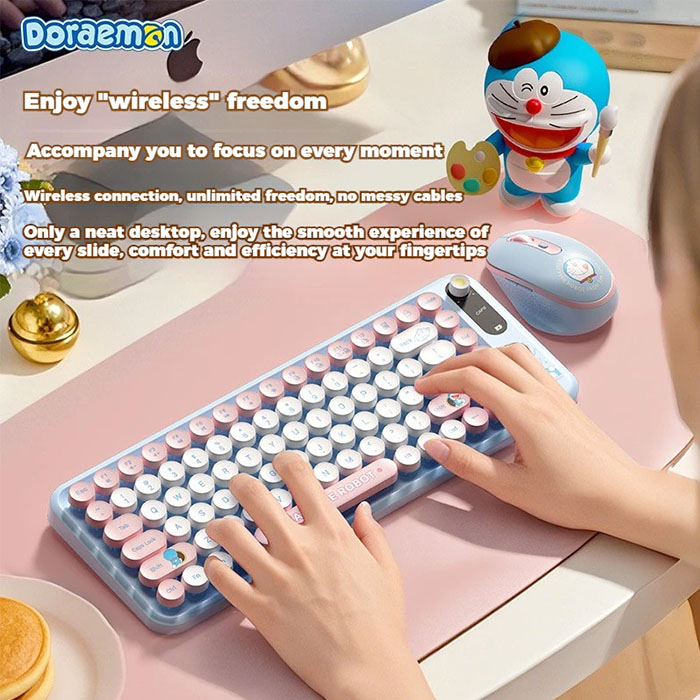 doraemon j10 mouse blue pink 43